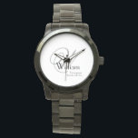 Montre Mariage Groomsman Cadeau Élégant Monogramme Cool N<br><div class="desc">Mariage Groomsman Groomsmen Cadeau Élégant Monogramme Cool Black Sportsman's Watch. Cliquez sur Personnaliser ce modèle pour le customiser avec l'initiale, le nom et la date du monogramme rapidement et facilement. Mariage Groomsman Cadeau Élégant Monogramme Cool Black Watch, fait partie de la collection Groomsman Cadeau dans ce magasin. Garantie de remboursement...</div>