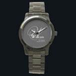 Montre Mariage Groomsman Cadeau Moderne Monogramme Cool N<br><div class="desc">Mariage Groomsman Cadeau Monogramme moderne Cool Black Sportsman's Watch. Cliquez sur Personnaliser ce modèle pour le customiser avec l'initiale, le nom et la date du monogramme rapidement et facilement. Mariage Groomsman Cadeau Monogramme moderne Cool Black Watch, fait partie de la collection Groomsman Cadeau dans ce magasin. Garantie de remboursement de...</div>