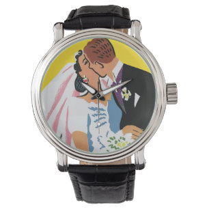 Montre Mariage Vintage, Mariés s'embrassant