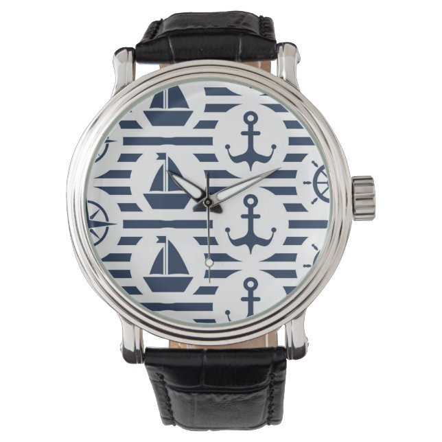 Montre Maritime En Motif Bleu (devant)