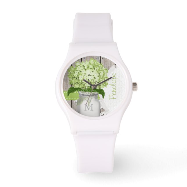 Montre Mason Jar Green Hydrangea (Recto)