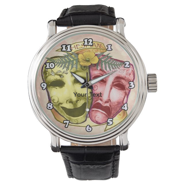 Montre Masques d'acteur rouge jaune (devant)