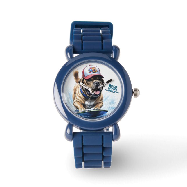 Montre Mastiff Dogue anglais planche de surf vacances (Recto)