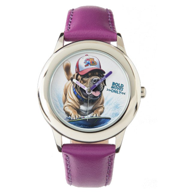 Montre Mastiff Dogue anglais planche de surf vacances (devant)
