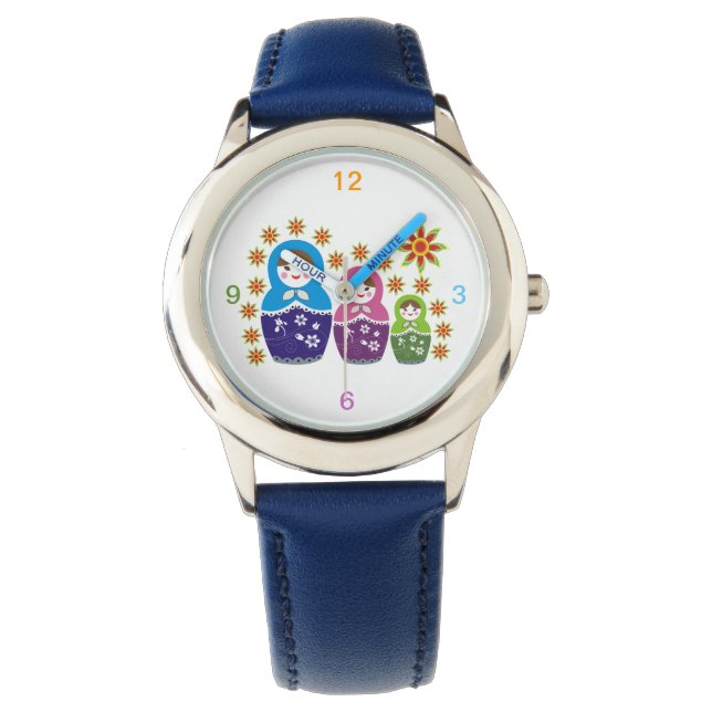 Montre Matryoshka Poupées russes & tournesols personnalis (devant)