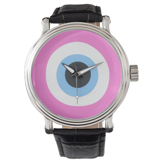 Montre mauvais œil rose (devant)