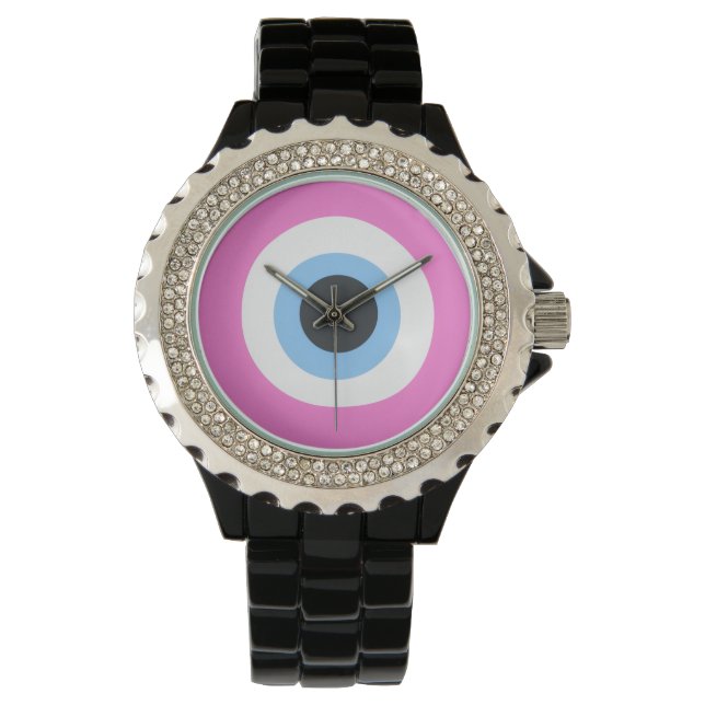 Montre mauvais œil rose (devant)