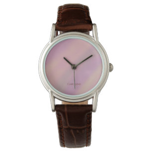 Montre Mauve Douce Rose Blush Nom Personnalisé 