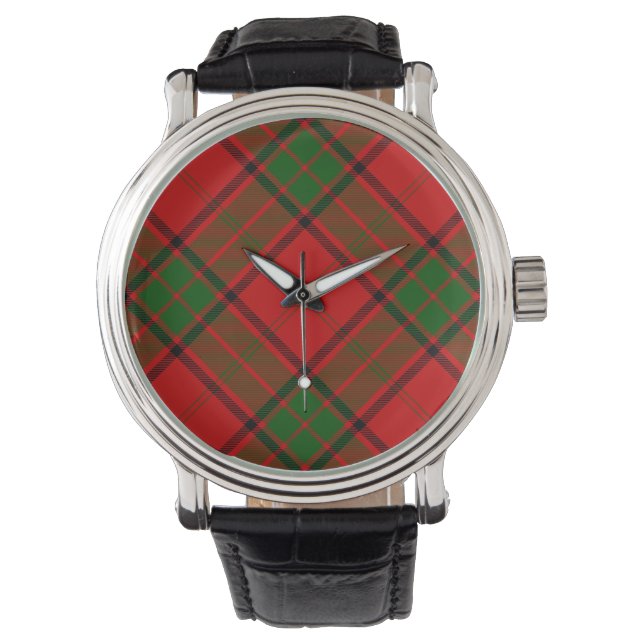 Montre Maxwell tartan rouge vert plaid (devant)
