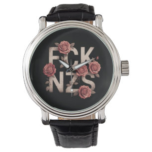 Montre MDE NZS Floral Contre la Droite Pas de Nazis Lgbtq