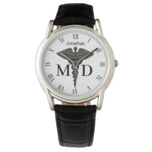 Montre Médicale Black Caduceus Docteur Médicale MD Hommes
