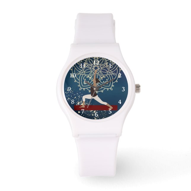 Montre Méditation Yoga Gold, Blue et Red Mandala (Recto)