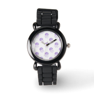 Montre méduse violette aquarelle