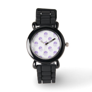 Montre méduse violette aquarelle