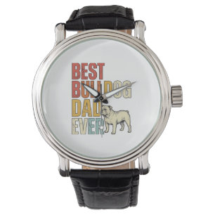 Montre Meilleur Papa Bouledogue Ever Vintage Gravure T-Sh