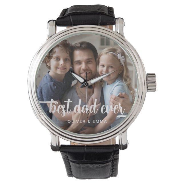 Montre Meilleur Papa de Tous les Temps Script Photo pour  (devant)