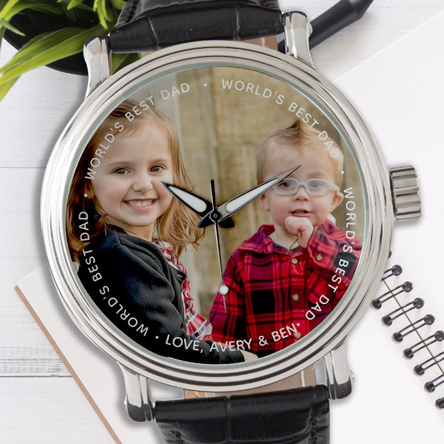 Montre Meilleur papa du monde photo élégante (Créateur téléchargé)