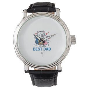 Montre Meilleur Papa Golf Chat Câlin Mignon Design Vector