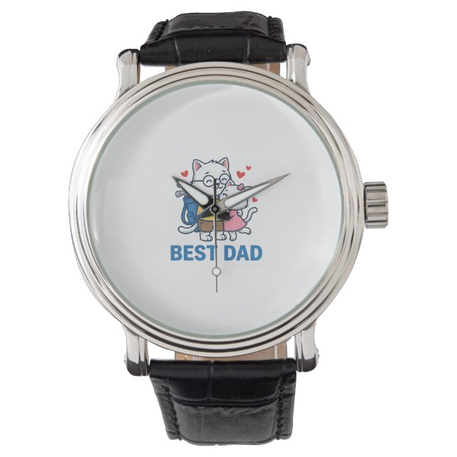 Montre Meilleur Papa Golf Chat Câlin Mignon Design Vector (devant)