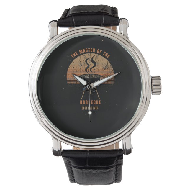 Montre Meilleur Papa Grill Master Rétro BBQ Coucher de So (devant)