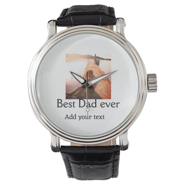 Montre Meilleur papa jamais ajouter nom image fête des pè (devant)