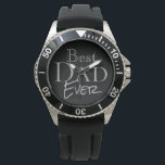 Montre Meilleur Papa Jamais Design moderne Black Watch<br><div class="desc">Best Dad Ever Stylish Modern Black Watch a un design cool pour mettre papa sur le dessus avec la mode. Conçu en gris sur la typographie noire avec l'expression "meilleur papa jamais" centré sur le visage de la montre. Faites une idée cadeau pour la Fête des pères ou toute occasion!...</div>