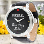 Montre Meilleur Papa Jamais Nom Personnalisé Coeur Person<br><div class="desc">Customisez le texte et créez facilement votre montre personnalisée. Cliquez sur Modifier pour modifier la couleur du texte. Vous pouvez TRANSFÉRER ce DESIGN sur d'autres produits Zazzle et l'ajuster à la plupart des articles Zazzle. Les conceptions Studio standard sont faites dans des graphiques haute résolution pour l'impression professionnelle. Merci pour...</div>