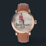 Montre Meilleur papa Jamais Père`Jour Photo de famille<br><div class="desc">Le meilleur papa jamais typographie Le Père de la Fête de la Famille Montre Photo. Le design a une photo complète. La typographie moderne en noir recouvre la photo. Personnalisez avec vos noms et ajoutez votre photo. Grand cadeau pour un père ou un grand-père pour la fête des pères, l'anniversaire...</div>