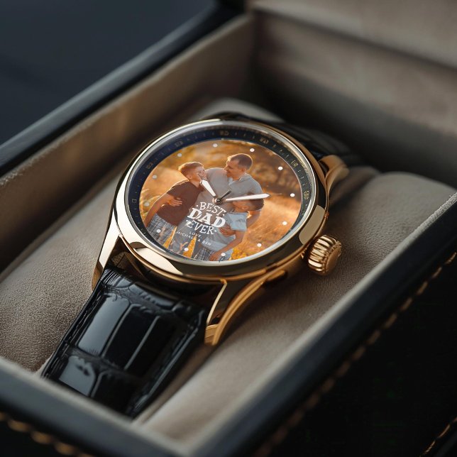 Montre "Meilleur Papa Jamais" Regarder photo personnalisé (Inspiration mockup (not actual product))