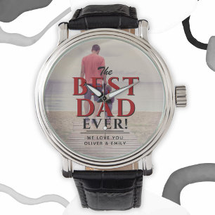 Montre Meilleur papa Jamais Typographie Rouge Photo de la