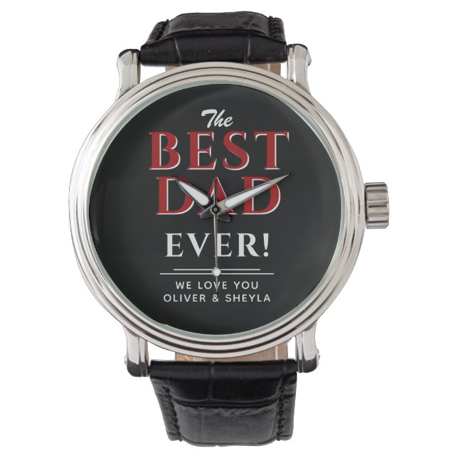 Montre Meilleur papa jamais une typographie noire moderne (devant)