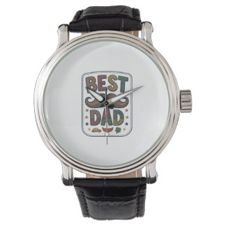 Montre Meilleur Papa Moustache Vintage Vecteur Conception