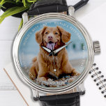 Montre Meilleur papa photo de chien personnalisé du monde<br><div class="desc">Le meilleur papa du monde dit le chien. Surprenez votre père chien à l'occasion de son anniversaire, de sa Fête des pères ou de Noël avec une montre photo personnalisée pour animaux de compagnie. Il peut maintenant transporter son meilleur ami avec lui partout où il va. Un must pour chaque...</div>