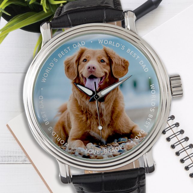 Montre Meilleur papa photo de chien personnalisé du monde (Créateur téléchargé)