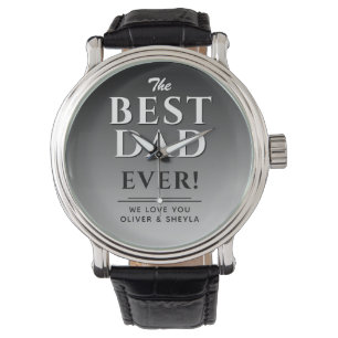 Montre Meilleur papa Typographie noir et blanc Fête des P