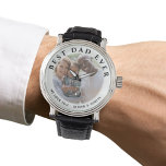 Montre Meilleur papa Un message moderne Photo de la Fête<br><div class="desc">Meilleur Papa Un Message Moderne Surveillez Photo Fête du Père. Le design a une photo et un texte en noir sur la bordure blanche autour de la photo. Personnalisez avec des messages et des noms personnalisés, et ajoutez votre photo. Un cadeau unique pour un père ou un grand-père pour la...</div>