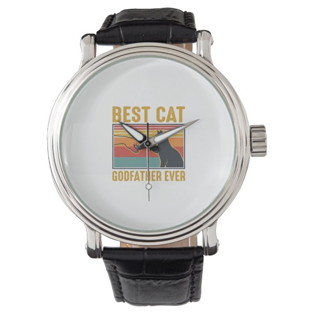 Montre Meilleur Parrain de Chat de tous les temps Design  (devant)