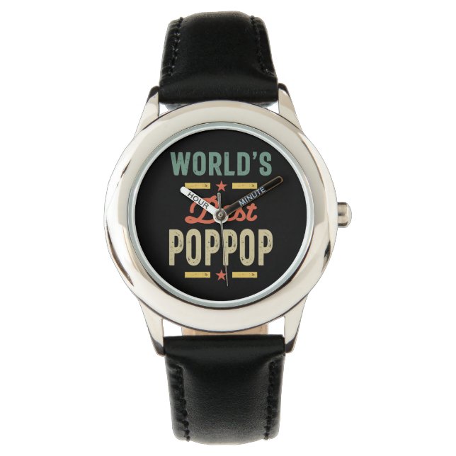 Montre Meilleur PopPop Père Grandpa Cadeau Mens World (devant)