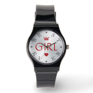 Montre MEILLEURE FILLE JAMAIS Argent Gradient
