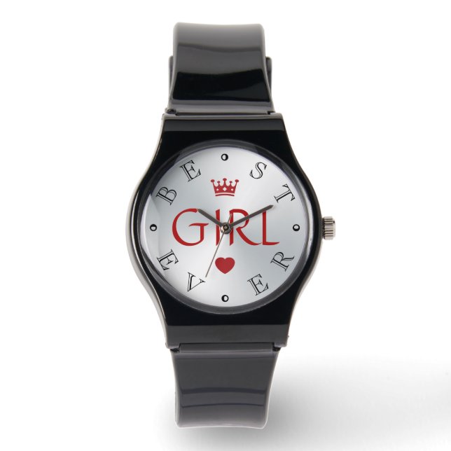 Montre MEILLEURE FILLE JAMAIS Argent Gradient (Recto)