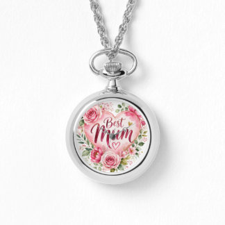 Montre Meilleure Maman Design Aquarelle Fleur de Coeur