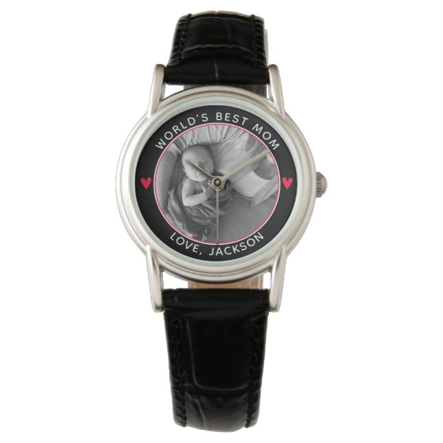 Montre Meilleure MAMAN du monde avec des cœurs (devant)