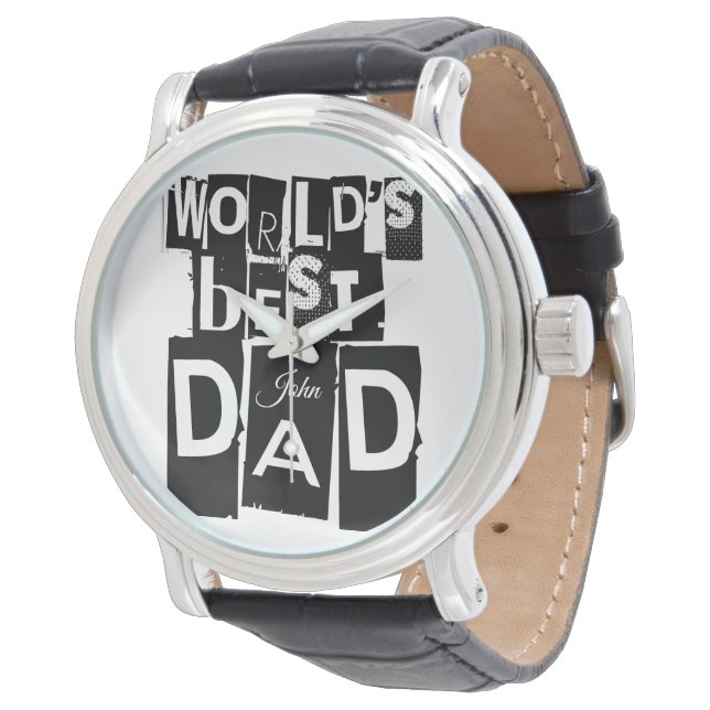 Montre Meilleure typographie papa du monde Ajouter un nom (Incliné)