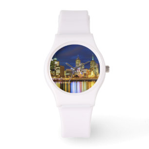 Montre Melbourne, Australie. Une vue nocturne sur les 2