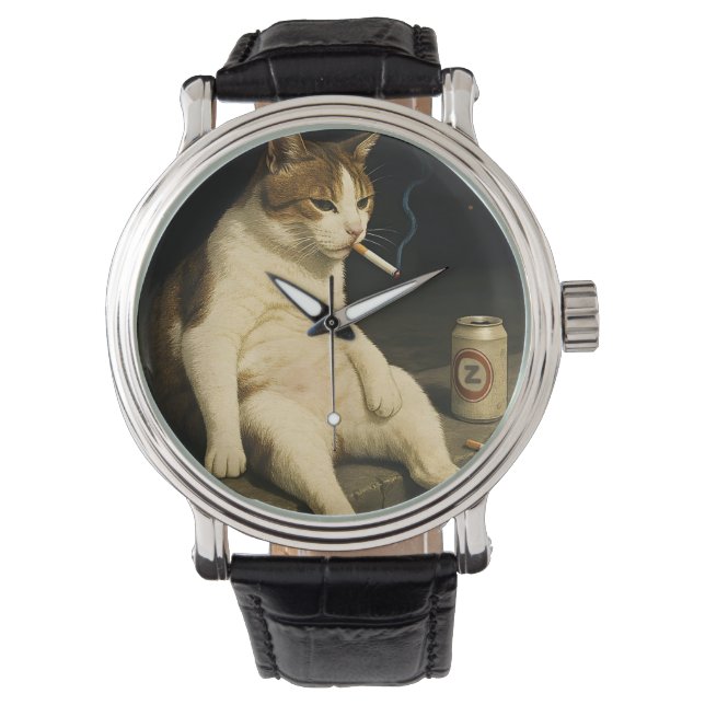 Montre Mème Chat Drôle Fumeur Génération Z Kitten Cigaret (devant)