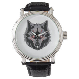 Montre Menacer le loup avec les yeux rouges brillants