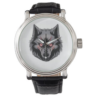Montre Menacer le loup avec les yeux rouges brillants