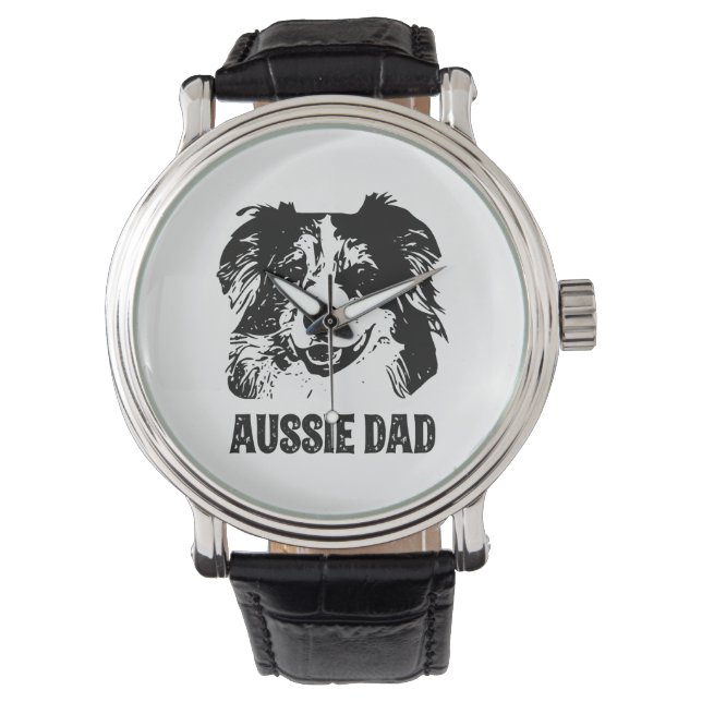 Montre Mens Aussie Papa - Australian Shepherd Chien Papa (devant)