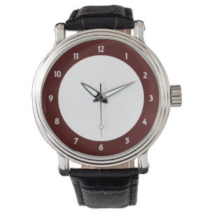 Montre Mens Vintage bracelet en cuir noir WH-Red