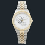 Montre Mère mariage De La Mariée Cadeau Monogramme Chic<br><div class="desc">Cadeaux De Fête De Mariée mariage Mère De La Mariée Cadeau Monogramme Élégant Simple Chic Watch(. Cliquez sur personnaliser ce modèle pour le customiser avec votre initiale monogramme, le nom et la date du mariage rapidement et facilement. Mère mariage De La Mariée Cadeau Monogramme Chic Watch, fait partie de la...</div>